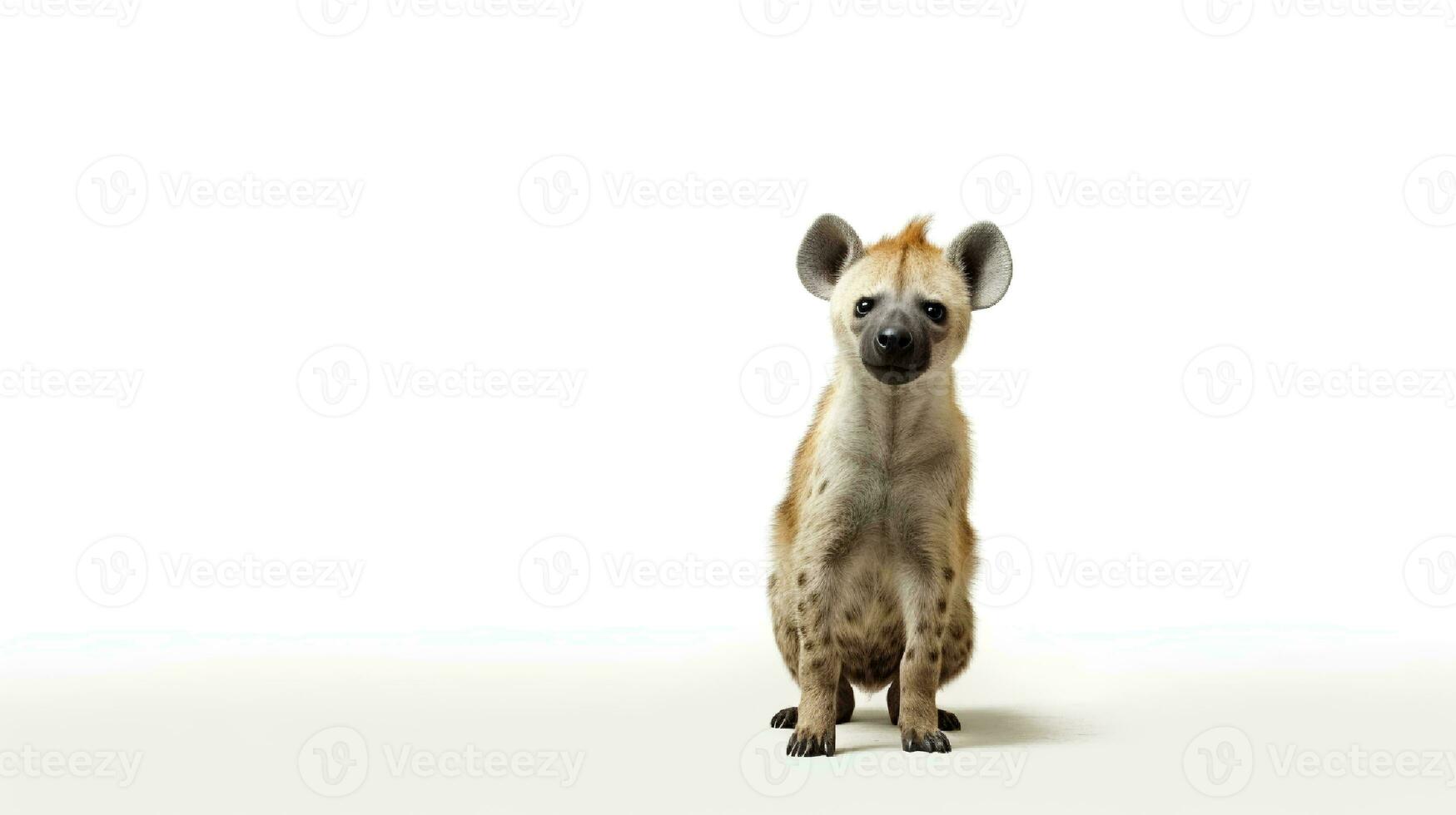 Photo of a hyena on white background. Generative AI