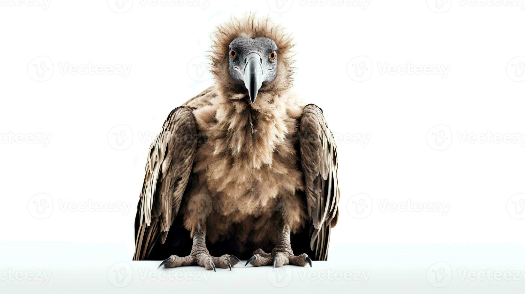 Photo of a vulture on white background. Generative AI