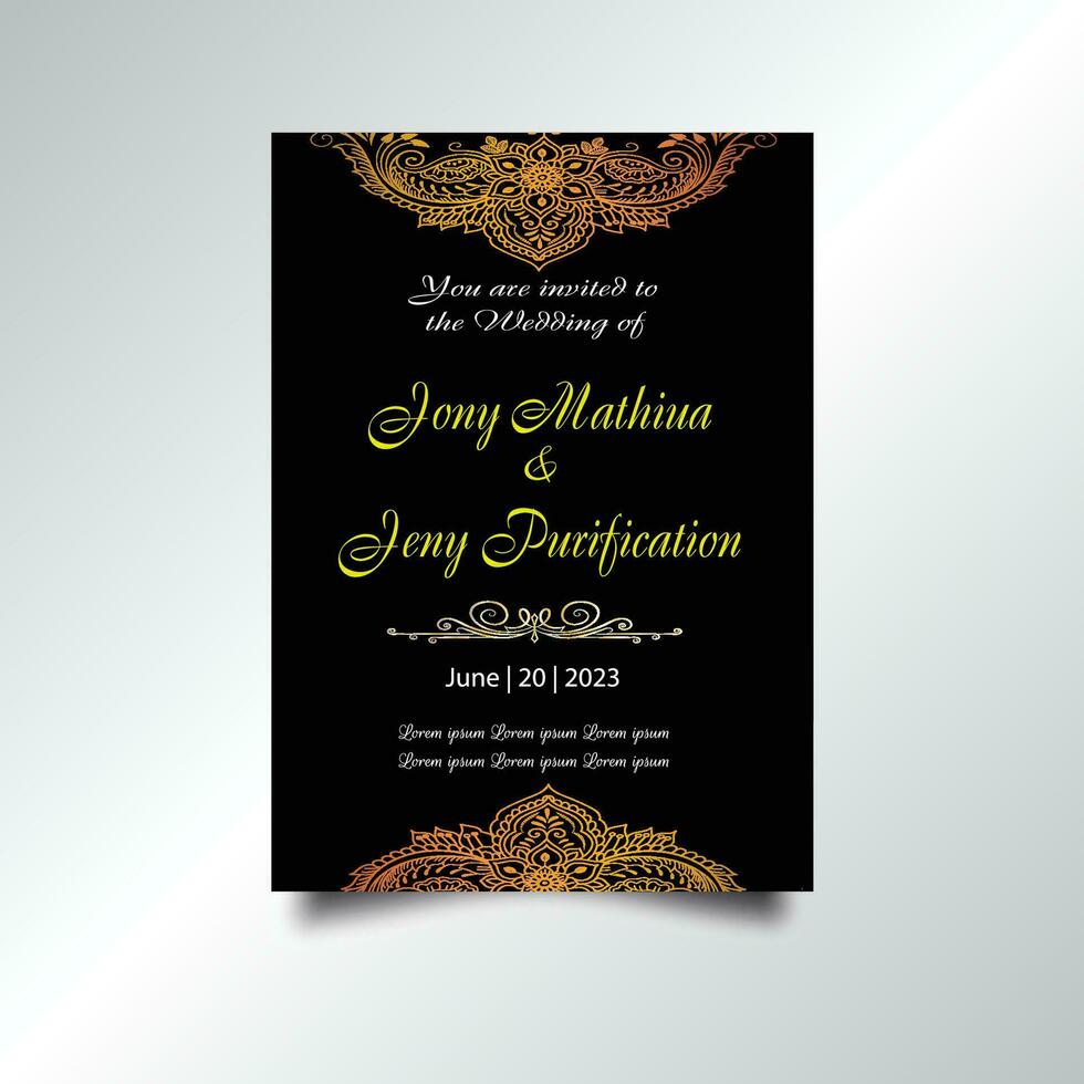 Luxury vintage golden vector invitation card template