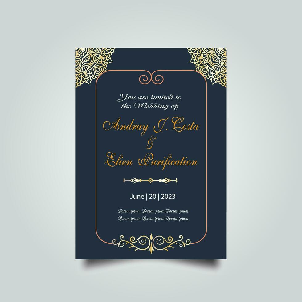 Luxury wedding invitation card design set. Luxury vintage golden vector invitation card template