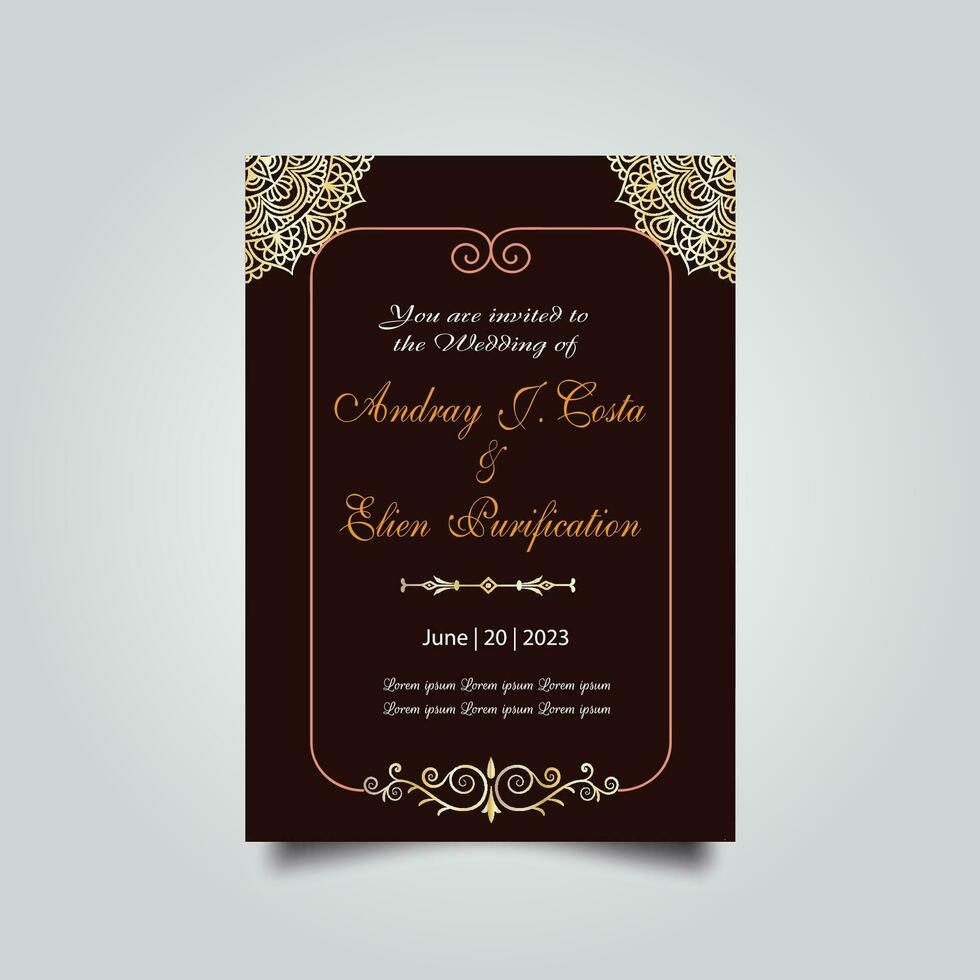 Luxury wedding invitation card design set. Luxury vintage golden vector invitation card template