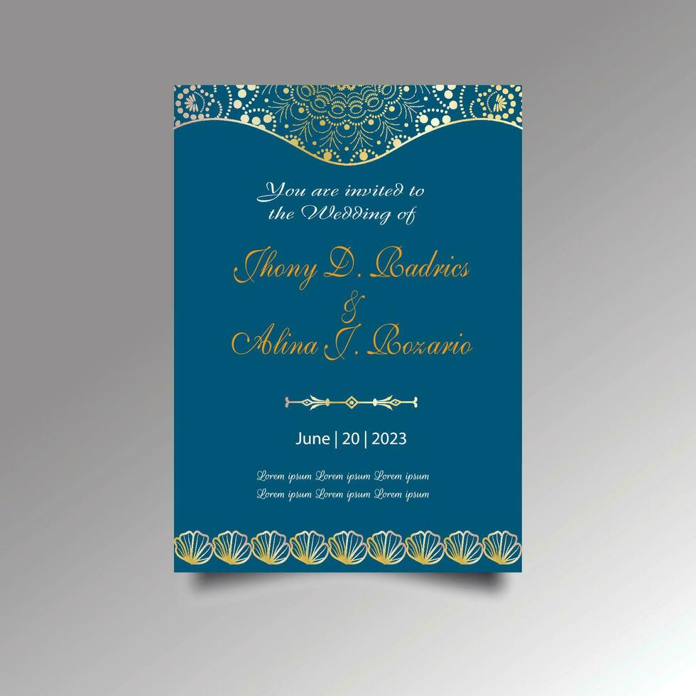 Luxury wedding invitation card design set. Luxury vintage golden vector invitation card template