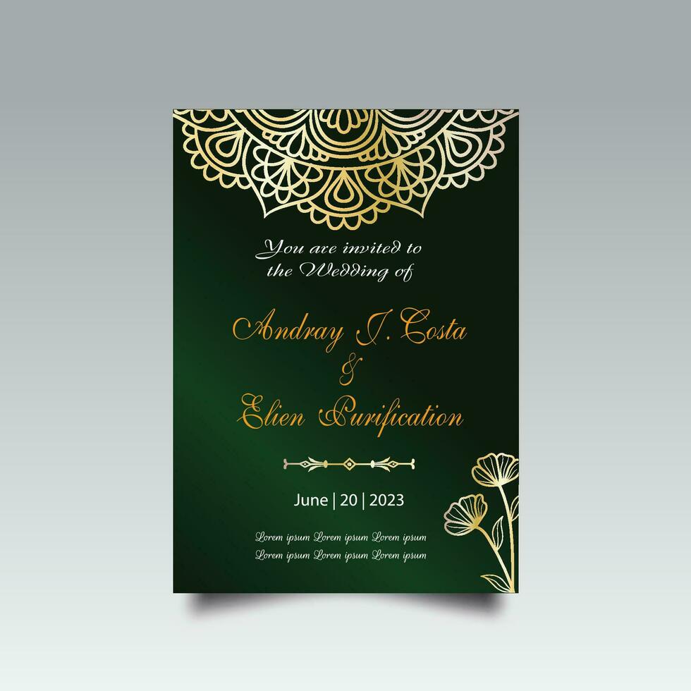 Luxury wedding invitation card design set. Luxury vintage golden vector invitation card template