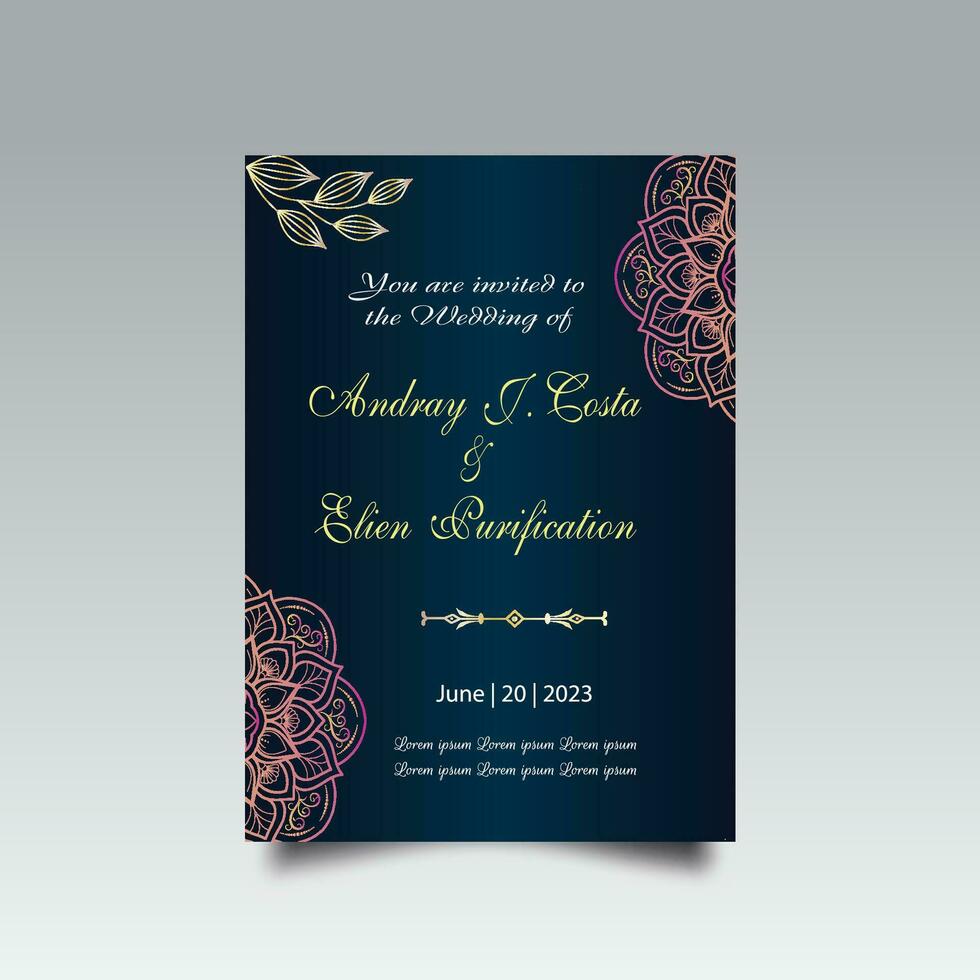 Luxury wedding invitation card design set. Luxury vintage golden vector invitation card template