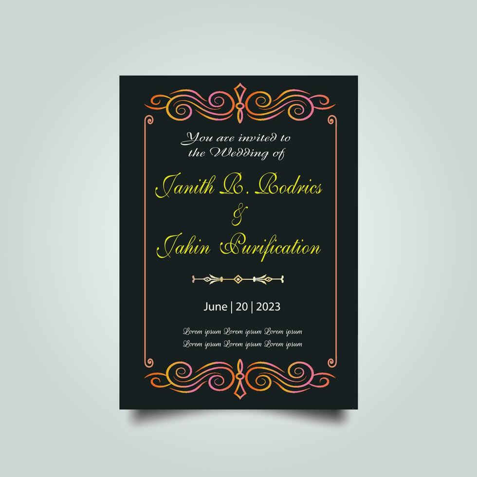 Luxury wedding invitation card design set. Luxury vintage golden vector invitation card template