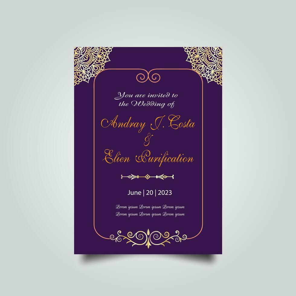 Luxury wedding invitation card design set. Luxury vintage golden vector invitation card template