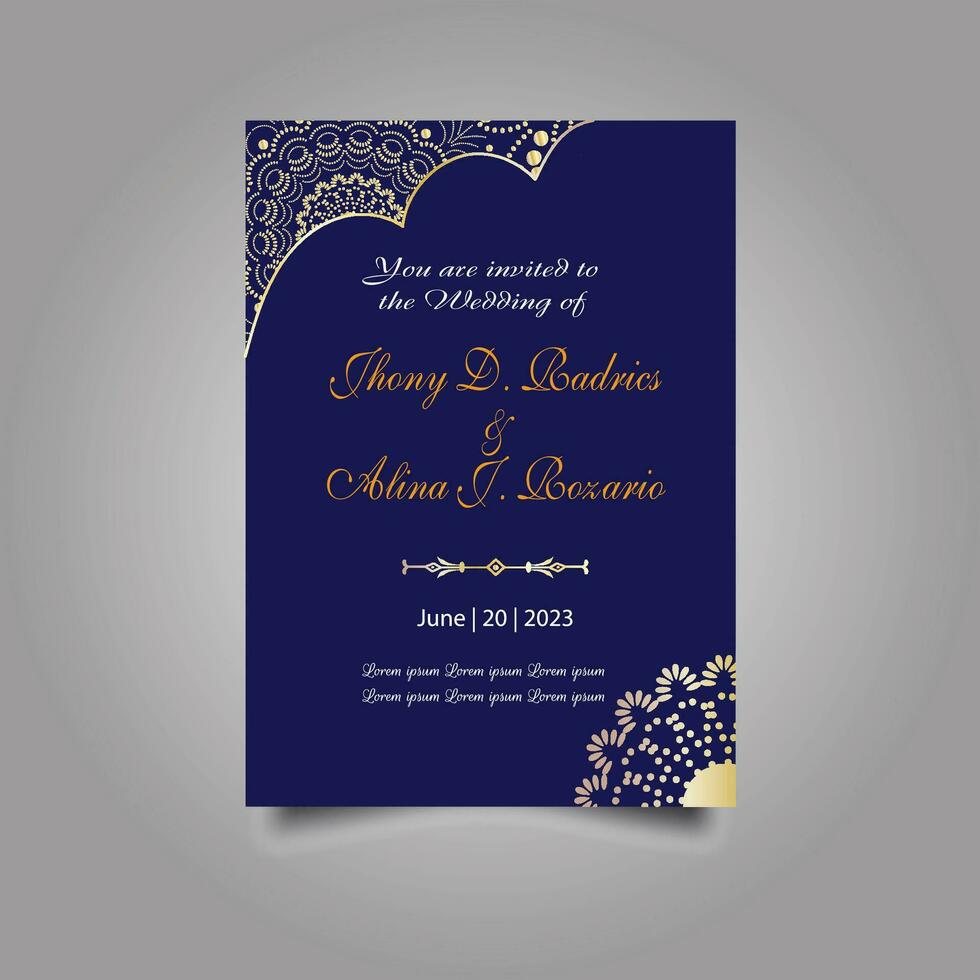 Luxury wedding invitation card design set. Luxury vintage golden vector invitation card template