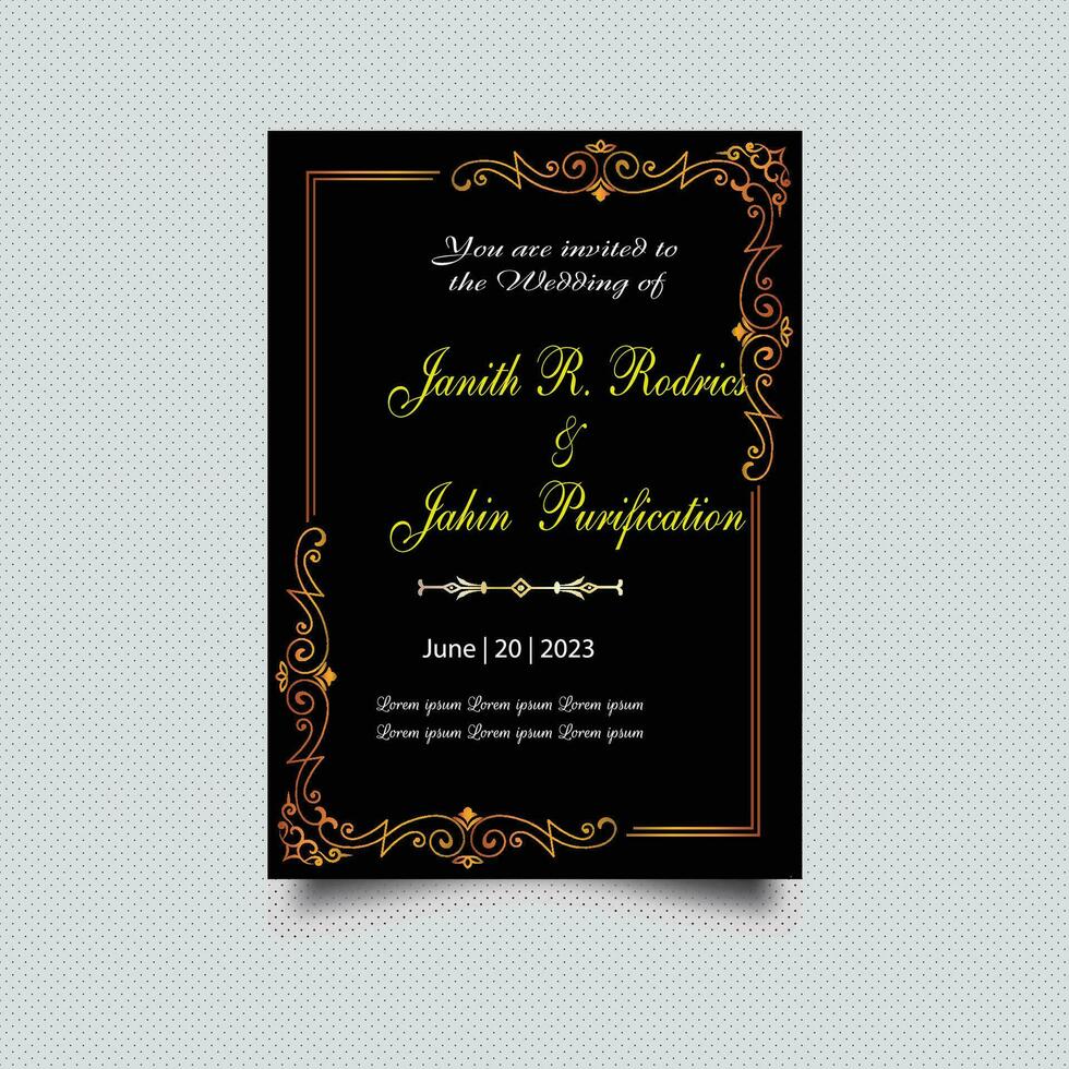 Luxury vintage golden vector invitation card template