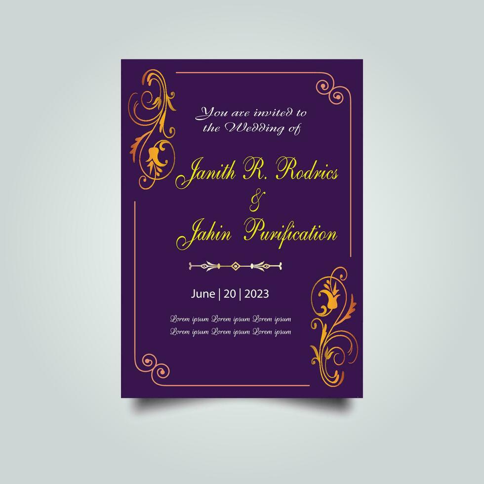 Luxury wedding invitation card design set. Luxury vintage golden vector invitation card template