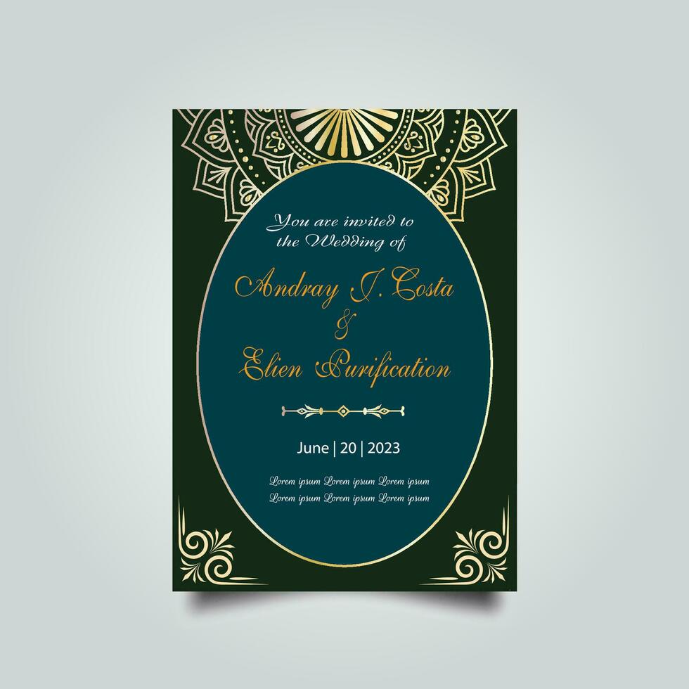 Luxury wedding invitation card design set. Luxury vintage golden vector invitation card template