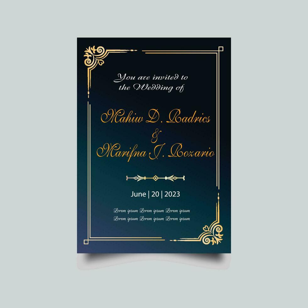 Luxury wedding invitation card design set. Luxury vintage golden vector invitation card template