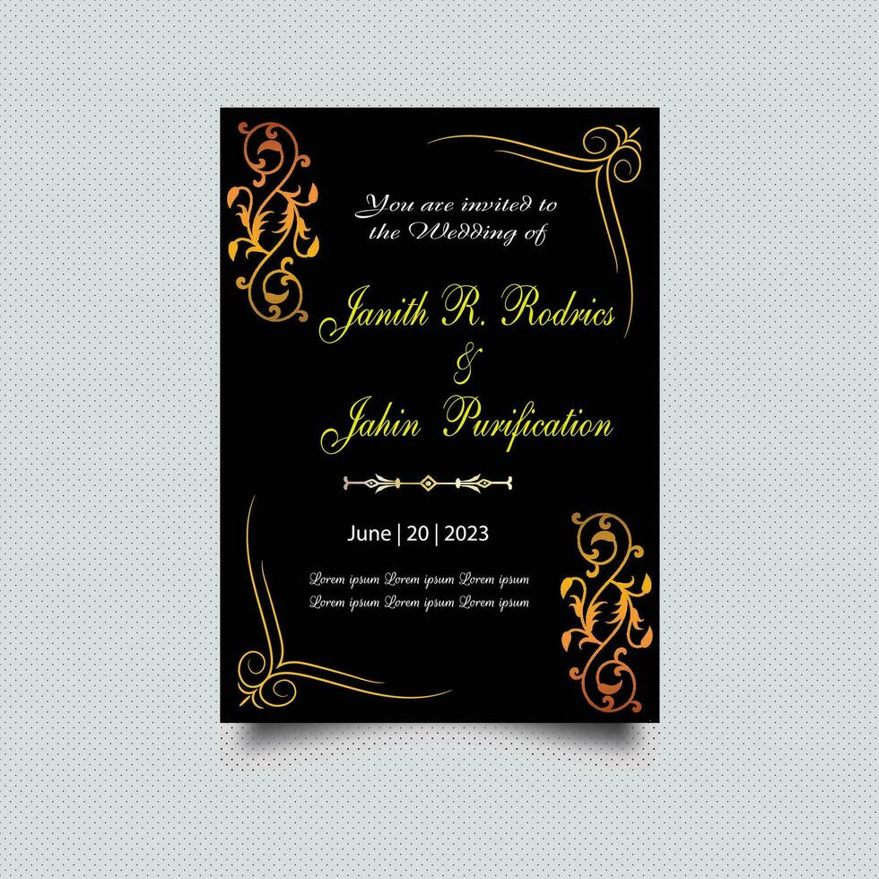 Luxury vintage golden vector invitation card template