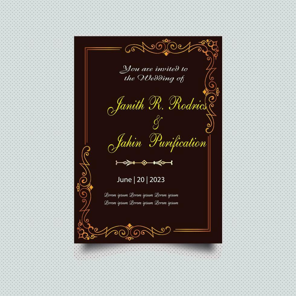 Luxury vintage golden vector invitation card template