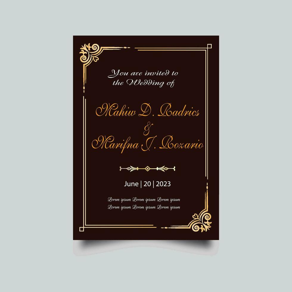 Luxury wedding invitation card design set. Luxury vintage golden vector invitation card template