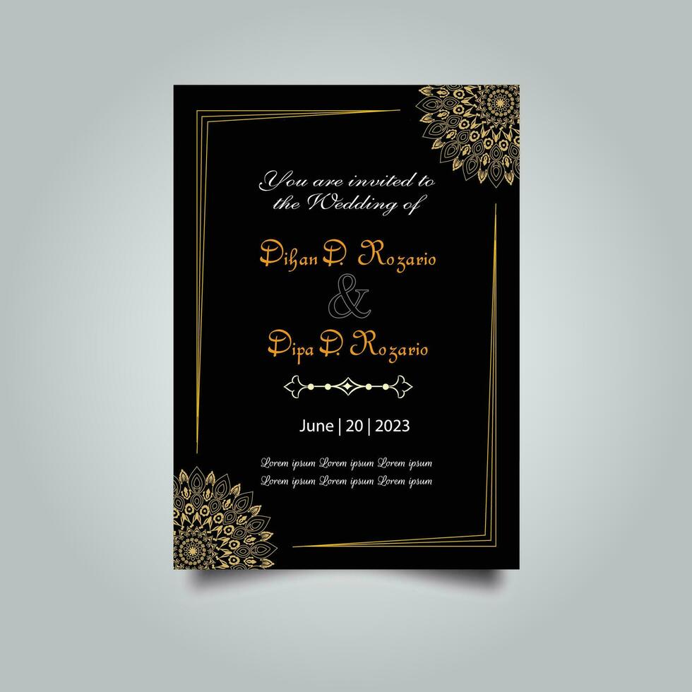 Luxury wedding invitation card design set. Luxury vintage golden vector invitation card template