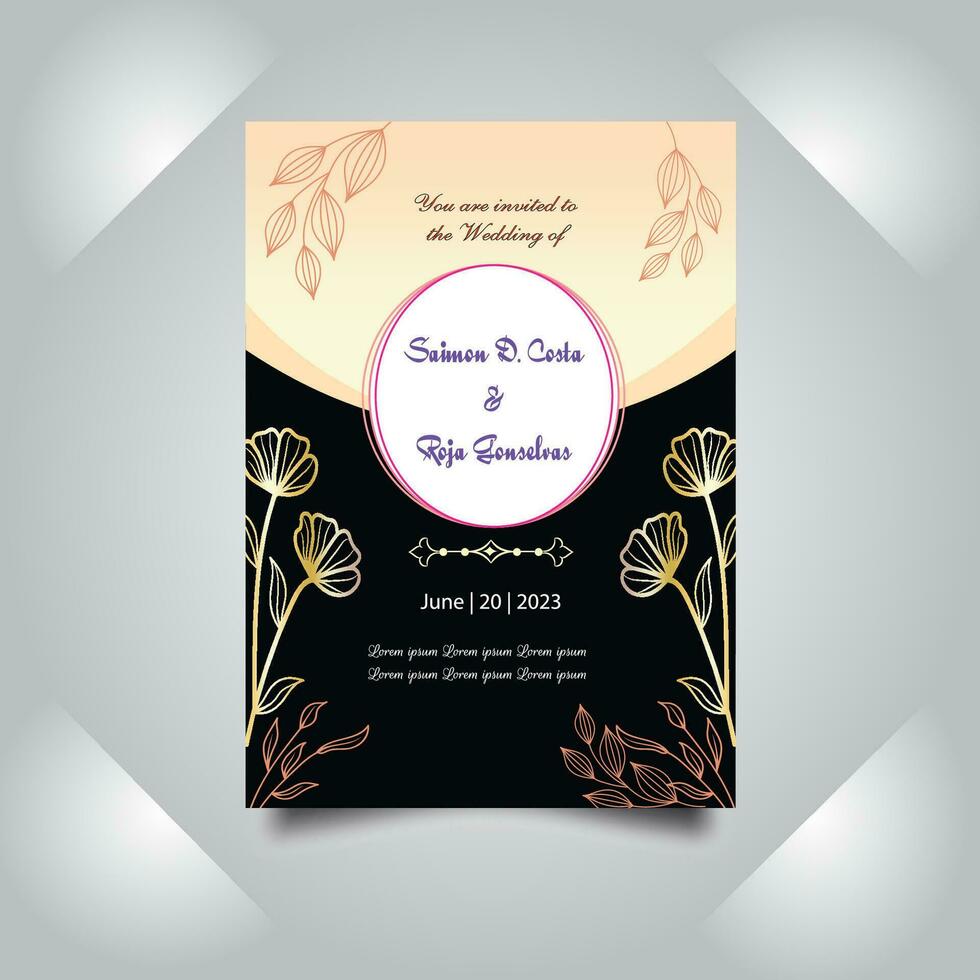 Luxury wedding invitation card design set. Luxury vintage golden vector invitation card template