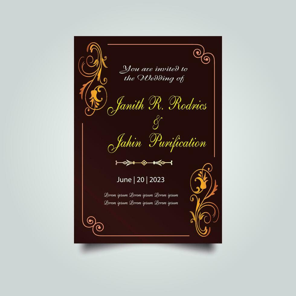 Luxury wedding invitation card design set. Luxury vintage golden vector invitation card template