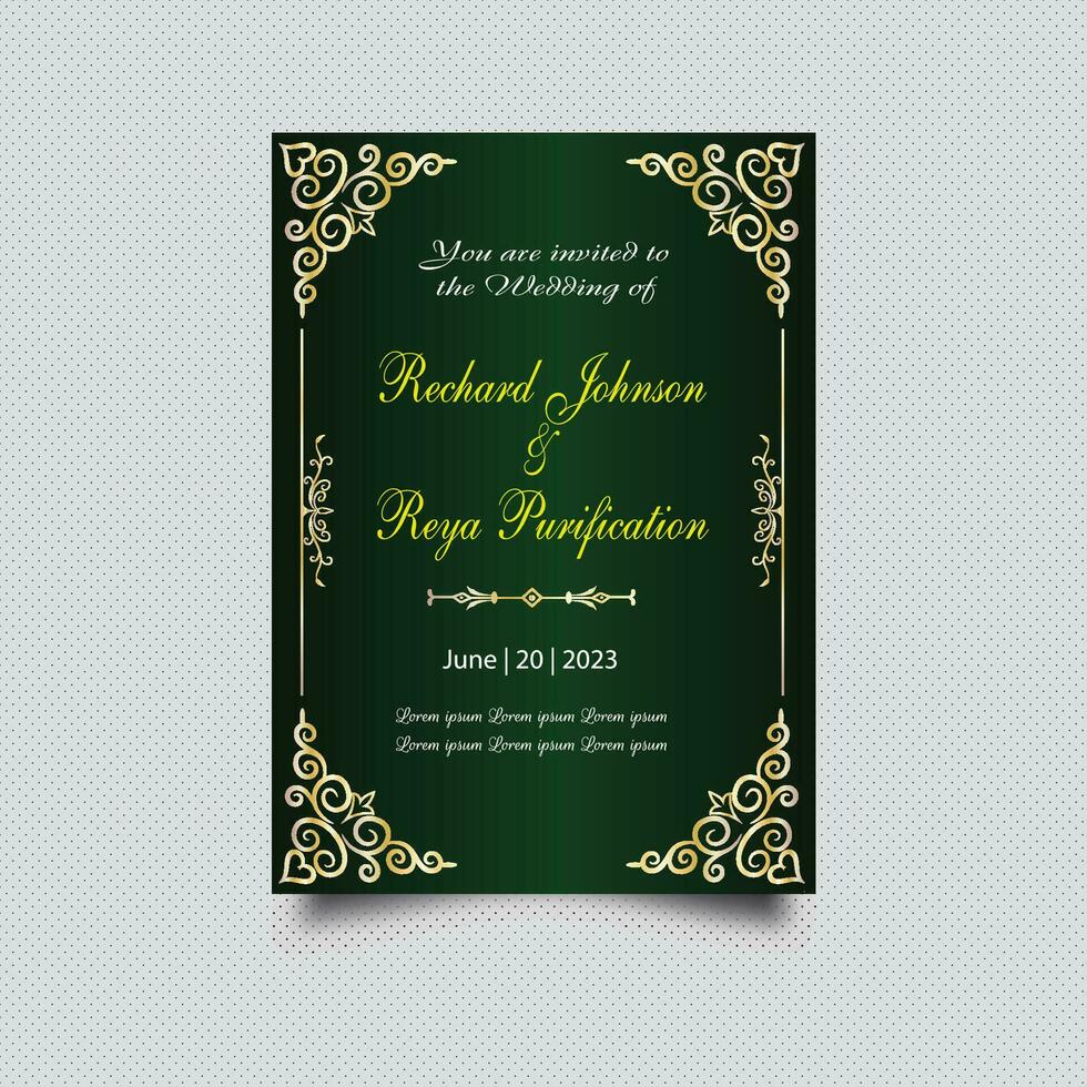 Luxury vintage golden vector invitation card template