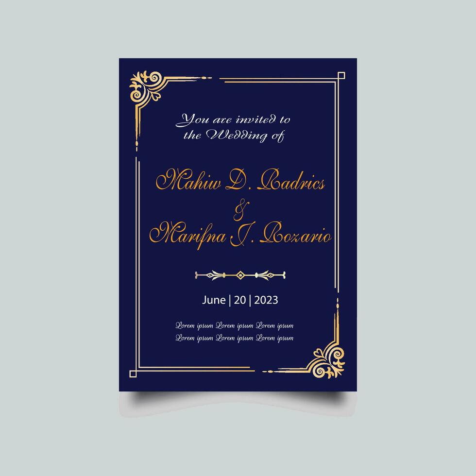 Luxury wedding invitation card design set. Luxury vintage golden vector invitation card template