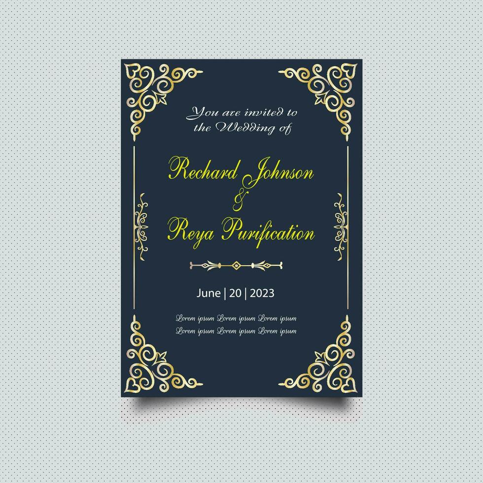 Luxury vintage golden vector invitation card template