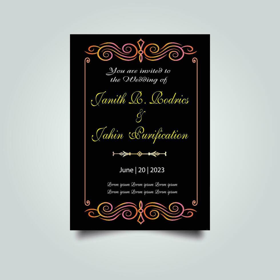 Luxury wedding invitation card design set. Luxury vintage golden vector invitation card template