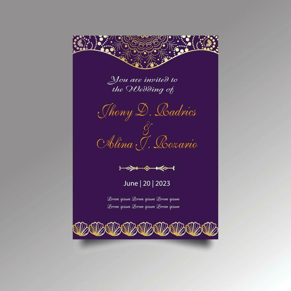 Luxury wedding invitation card design set. Luxury vintage golden vector invitation card template