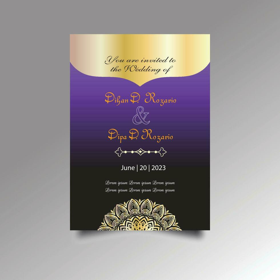 Luxury wedding invitation card design set. Luxury vintage golden vector invitation card template