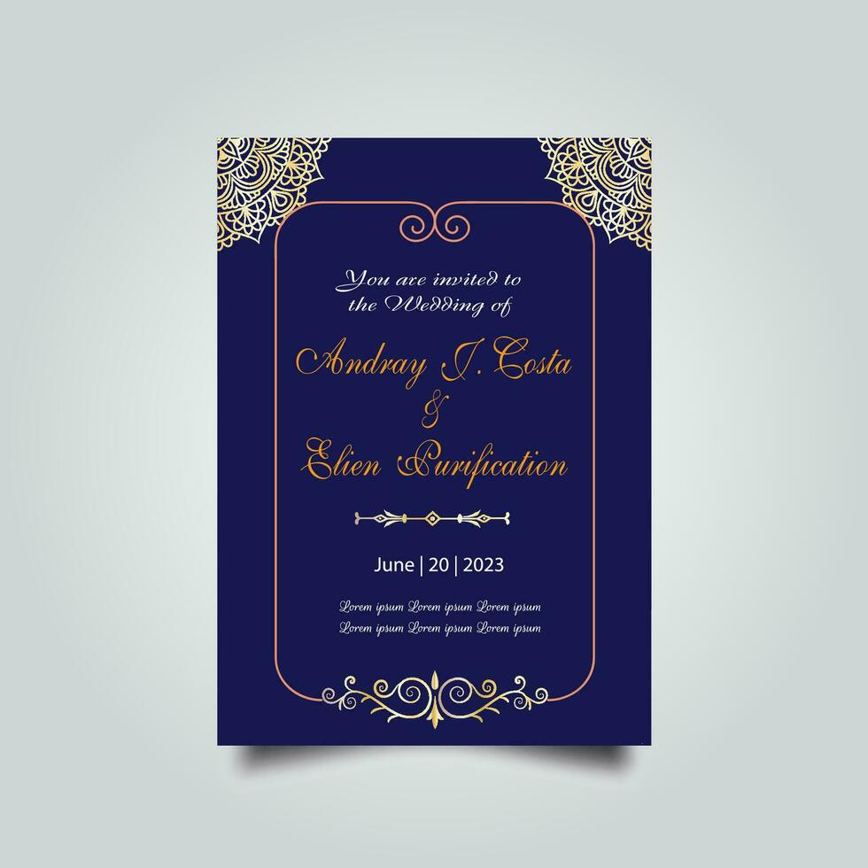 Luxury wedding invitation card design set. Luxury vintage golden vector invitation card template