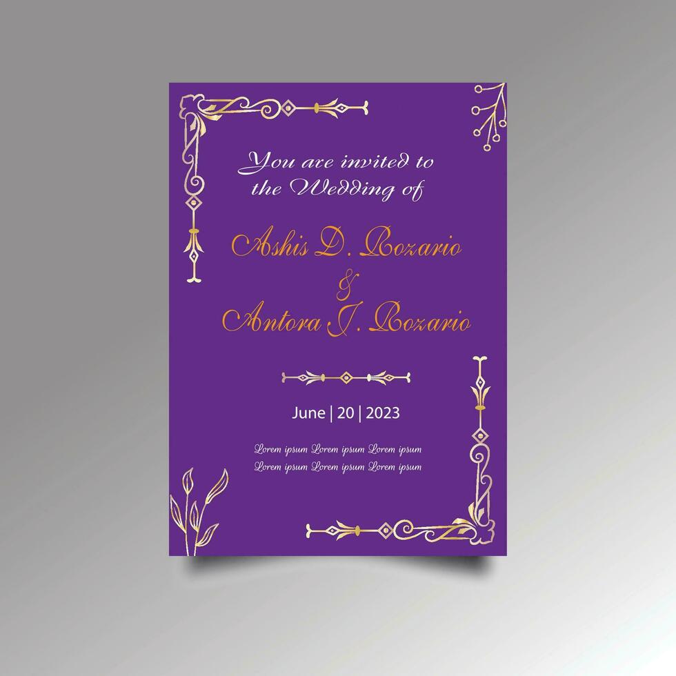 Luxury wedding invitation card design set. Luxury vintage golden vector invitation card template