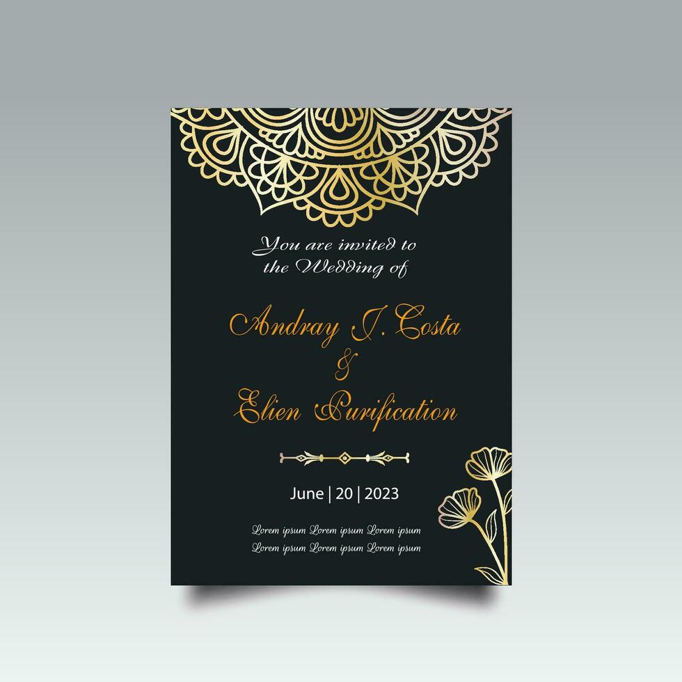 Luxury wedding invitation card design set. Luxury vintage golden vector invitation card template