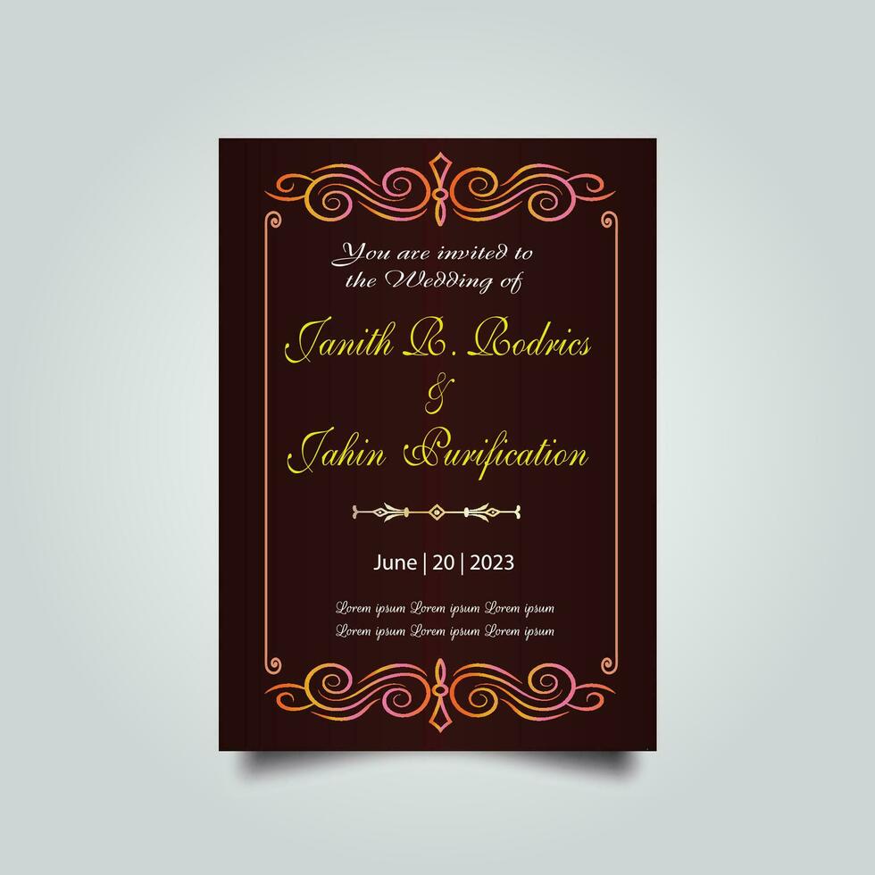 Luxury wedding invitation card design set. Luxury vintage golden vector invitation card template