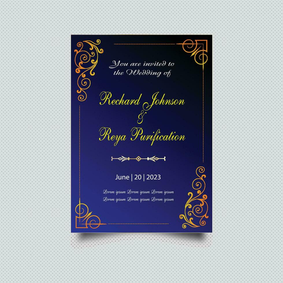 Luxury vintage golden vector invitation card template
