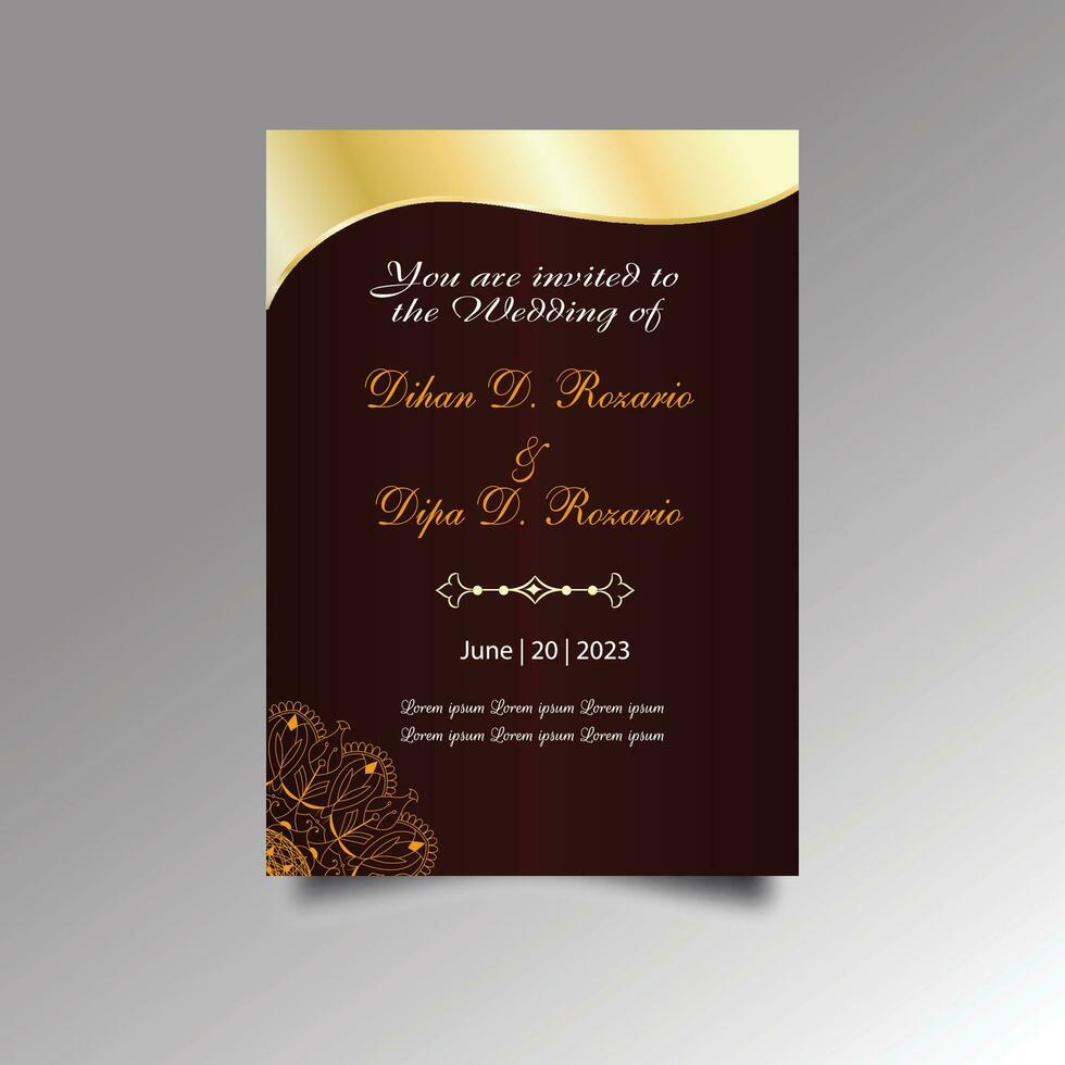 Luxury wedding invitation card design set. Luxury vintage golden vector invitation card template