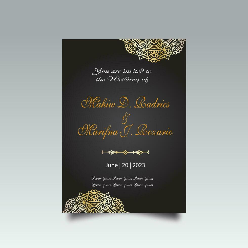 Luxury wedding invitation card design set. Luxury vintage golden vector invitation card template