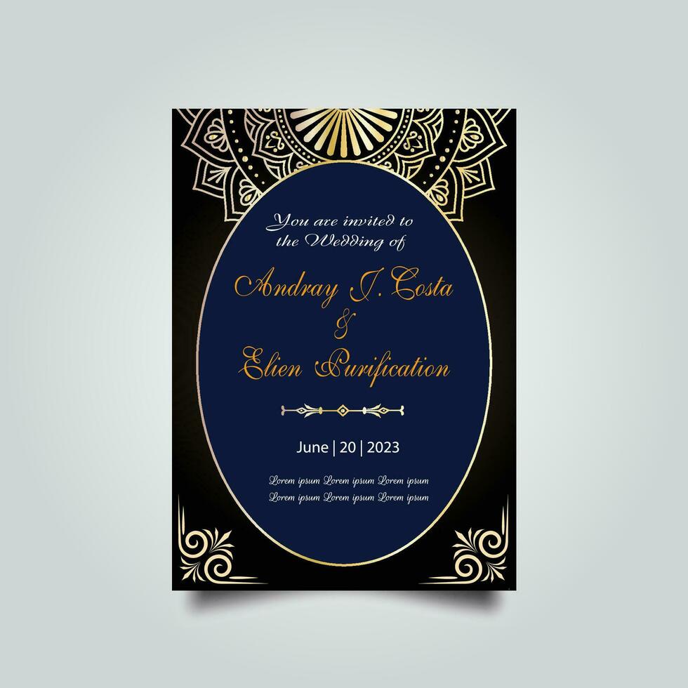 Luxury wedding invitation card design set. Luxury vintage golden vector invitation card template