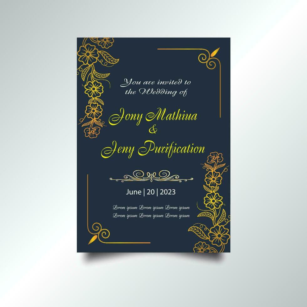 Luxury vintage golden vector invitation card template