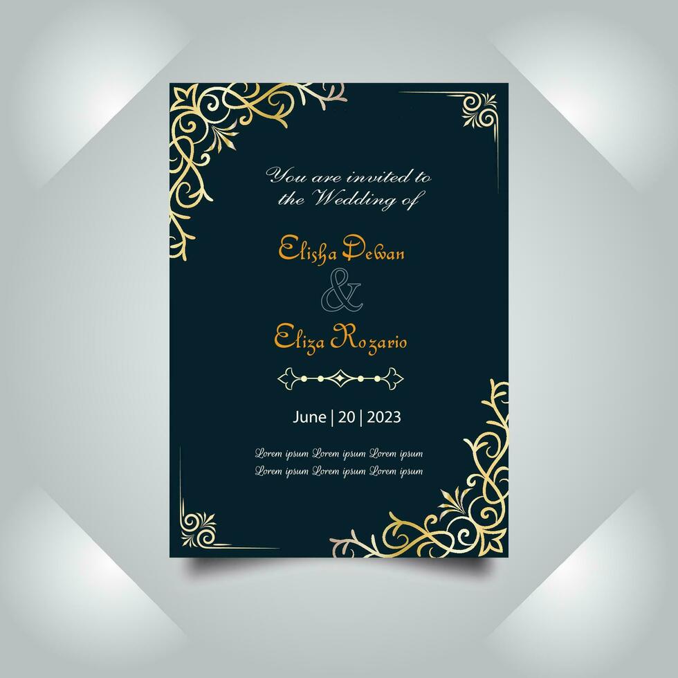 Luxury wedding invitation card design set. Luxury vintage golden vector invitation card template