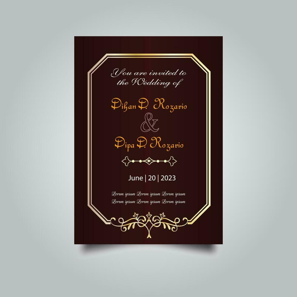 Luxury wedding invitation card design set. Luxury vintage golden vector invitation card template