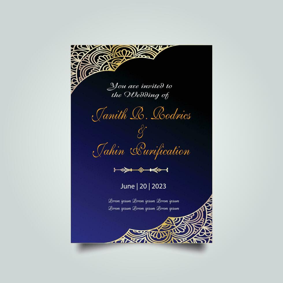 Luxury wedding invitation card design set. Luxury vintage golden vector invitation card template