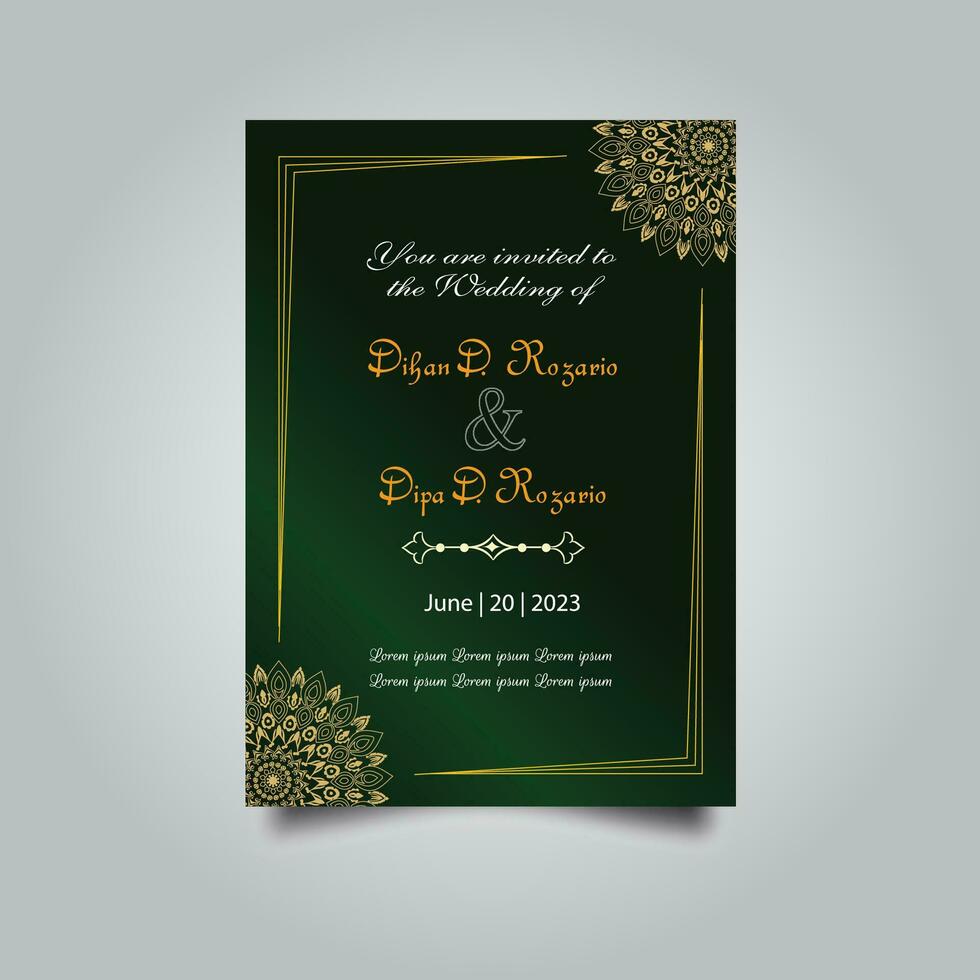 Luxury wedding invitation card design set. Luxury vintage golden vector invitation card template