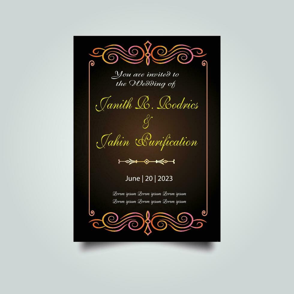 Luxury wedding invitation card design set. Luxury vintage golden vector invitation card template