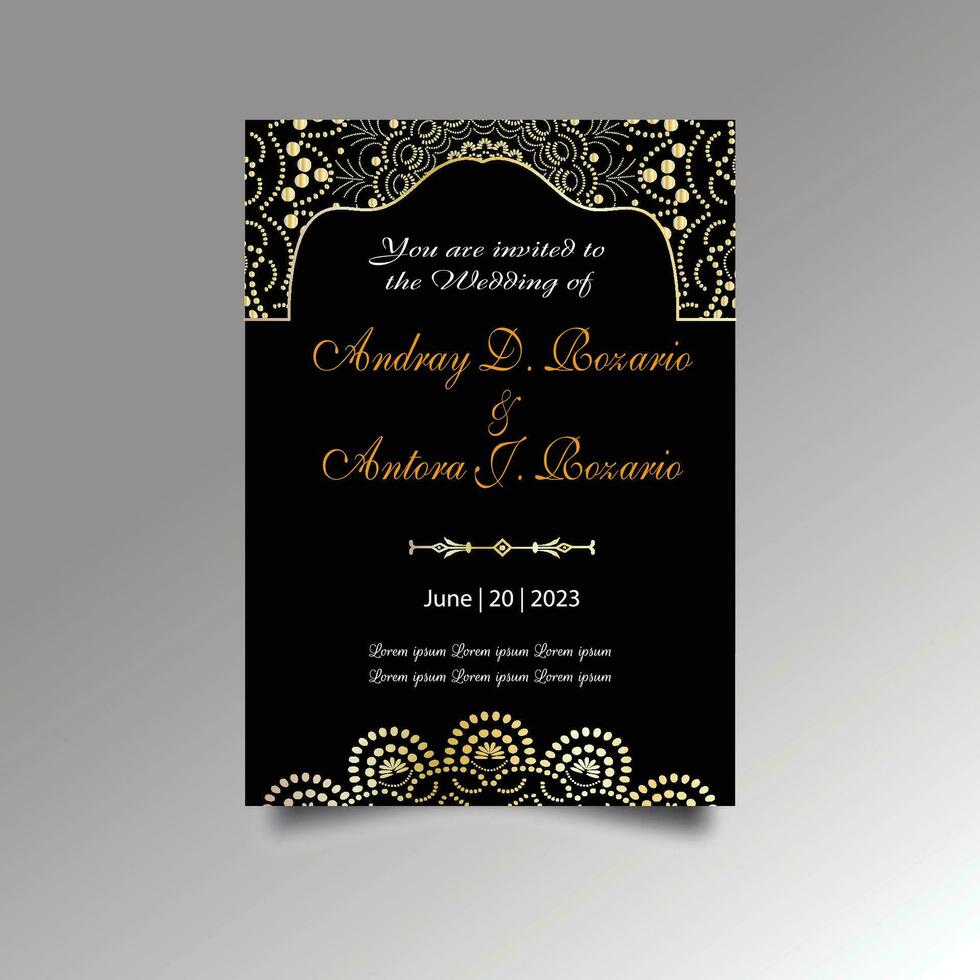 Luxury wedding invitation card design set. Luxury vintage golden vector invitation card template