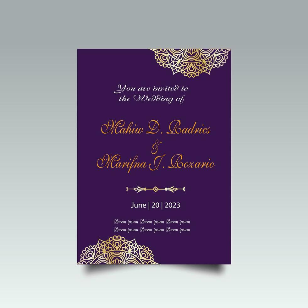 Luxury wedding invitation card design set. Luxury vintage golden vector invitation card template