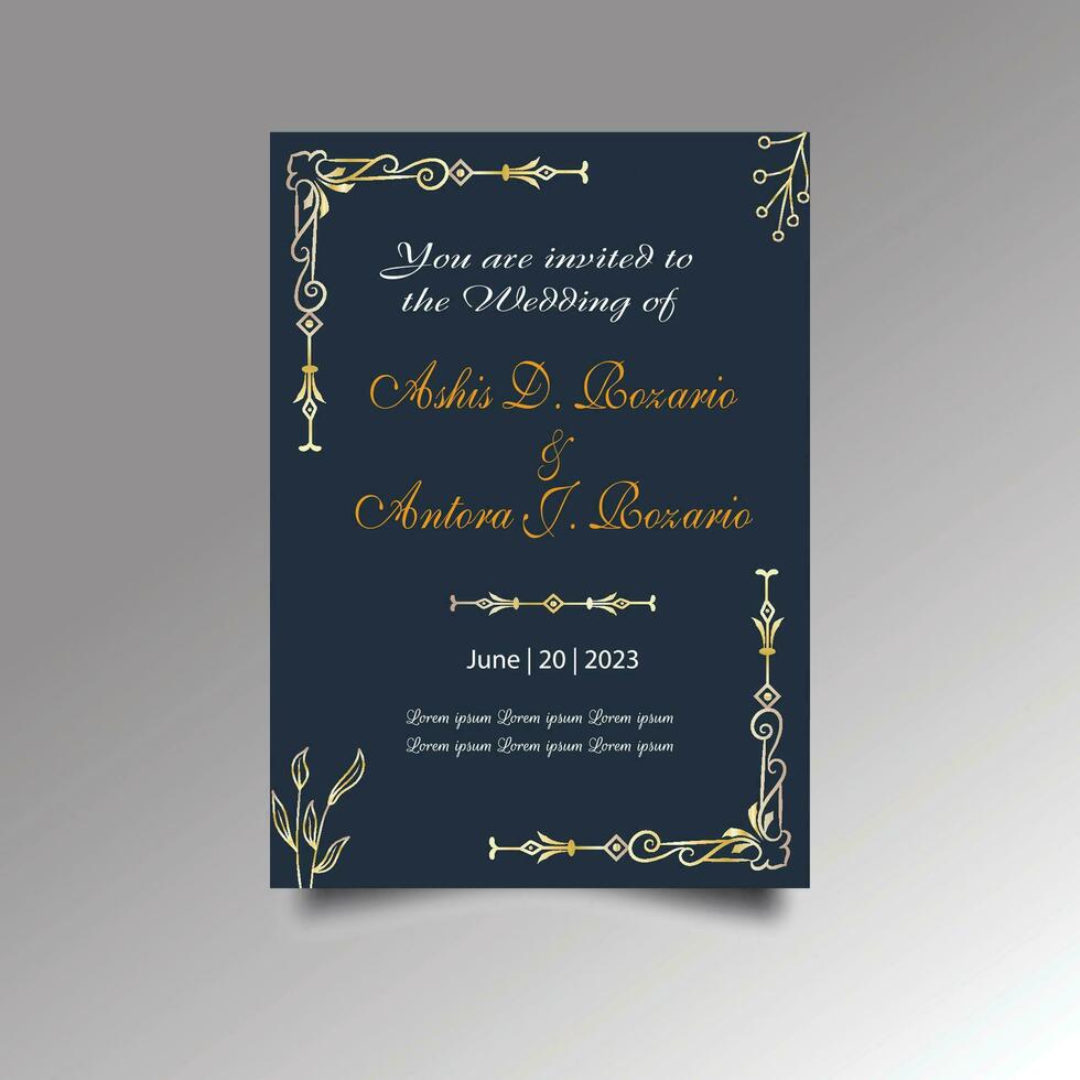 Luxury wedding invitation card design set. Luxury vintage golden vector invitation card template