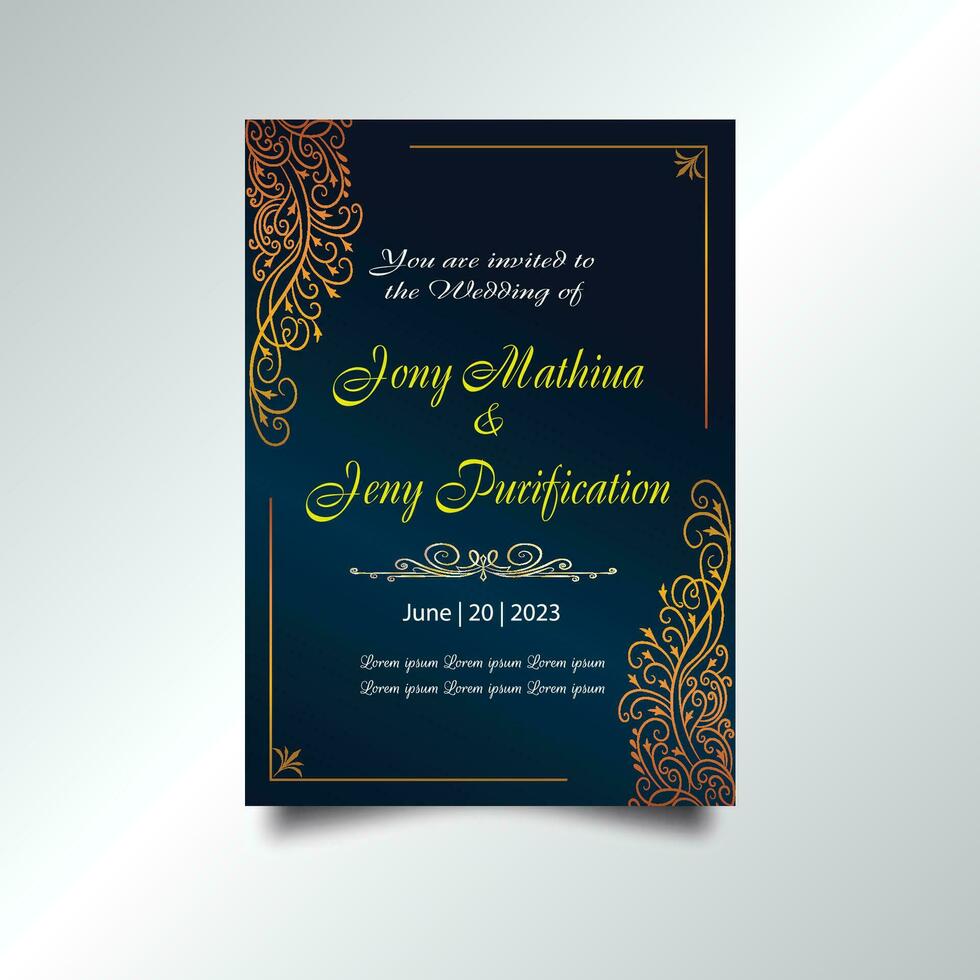 Luxury vintage golden vector invitation card template