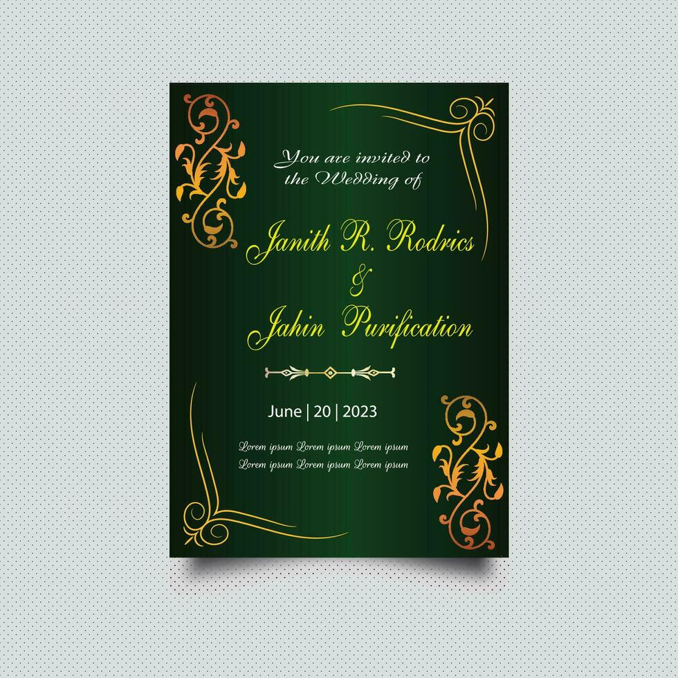 plantilla de tarjeta de invitación de vector dorado vintage de lujo