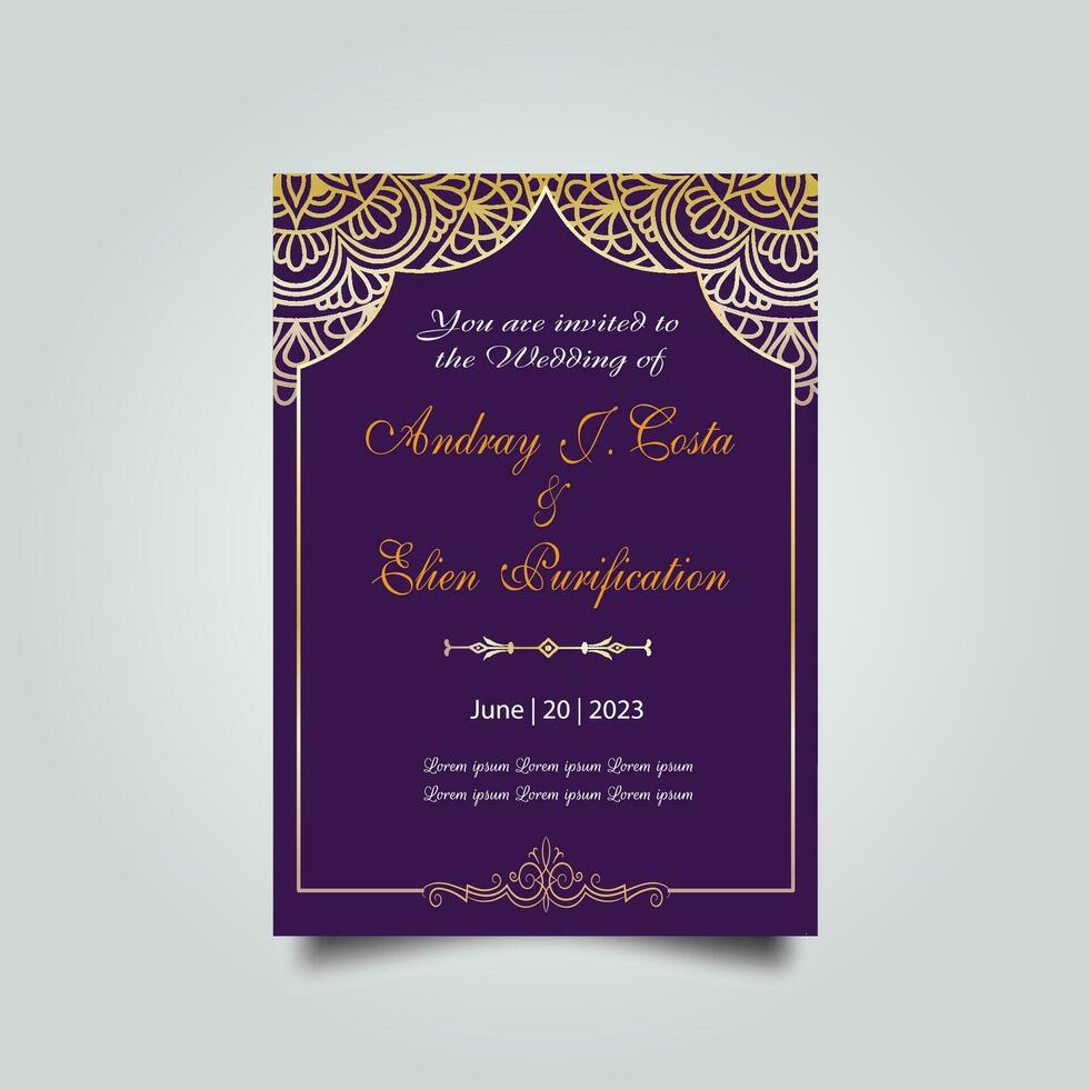 Luxury wedding invitation card design set. Luxury vintage golden vector invitation card template