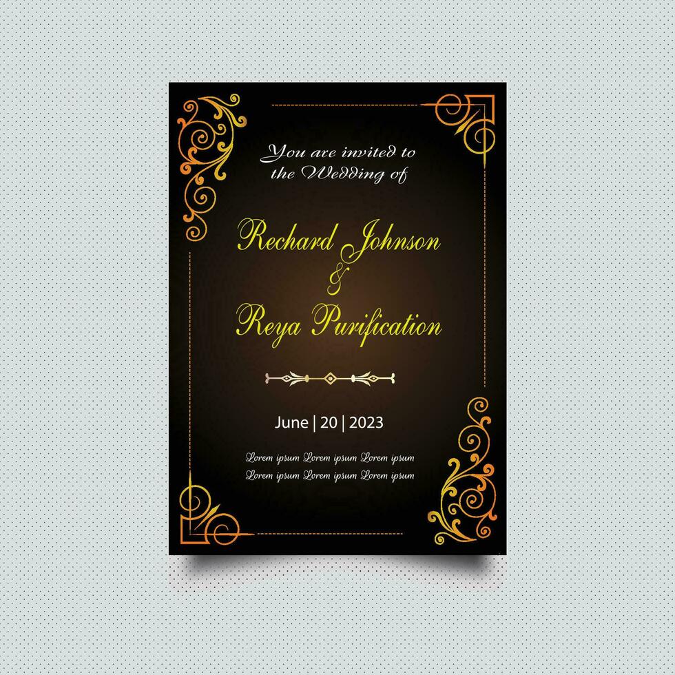 Luxury vintage golden vector invitation card template
