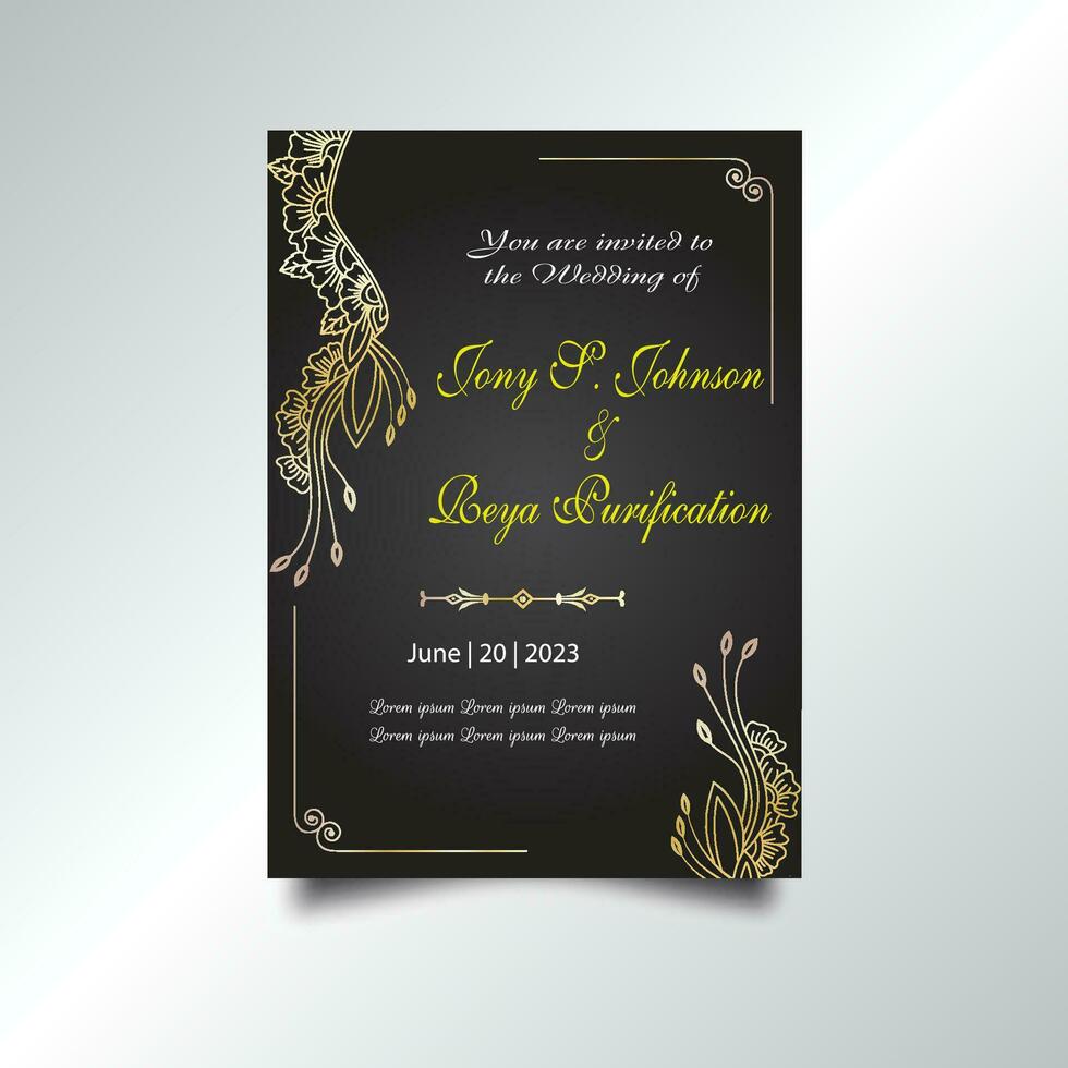 Luxury vintage golden vector invitation card template