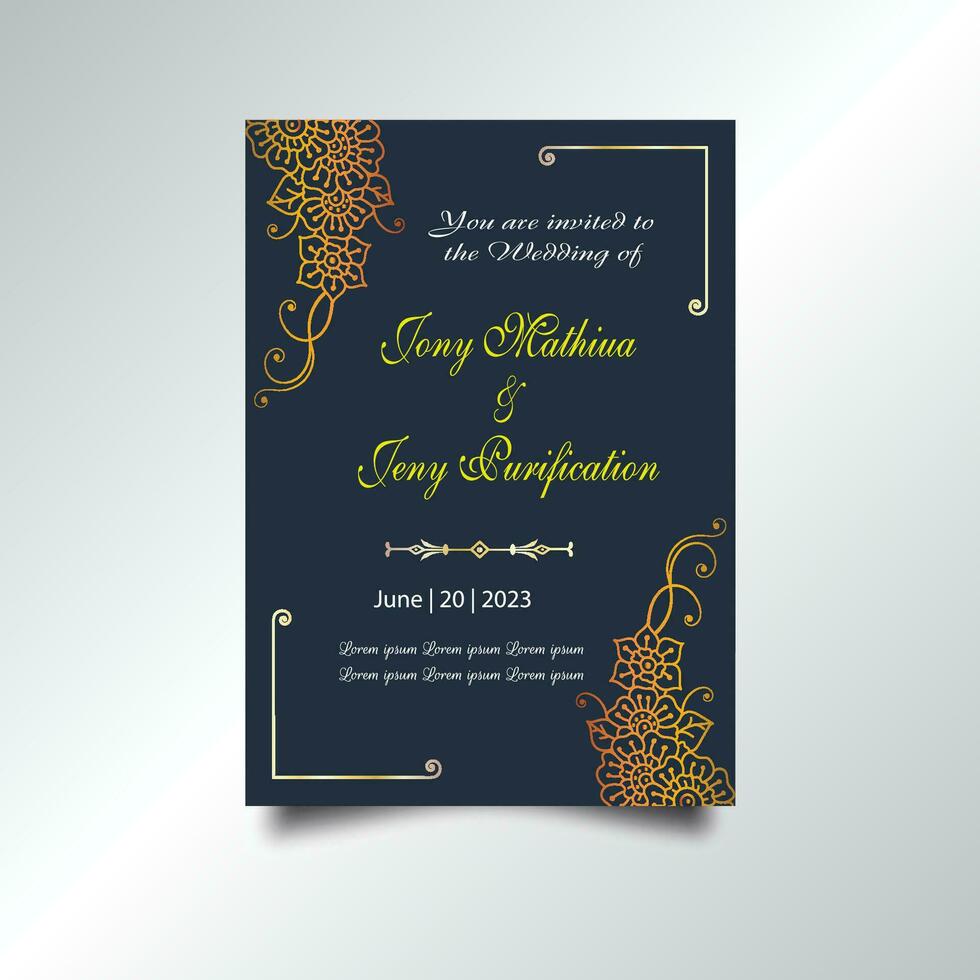 Luxury vintage golden vector invitation card template